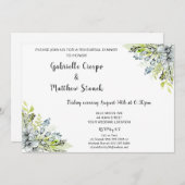 Blue Floral Waterverf Modern repetitiediner Kaart (Voorkant / Achterkant)