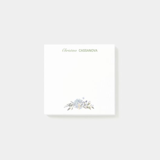  Blue Floral Waterverf op maat Post-it® Notes (Voorkant)