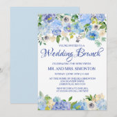 Blue Floral Waterverf Wedding Brunch Uitnodigingen (Voorkant / Achterkant)
