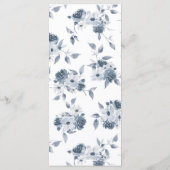 Blue Floral Waterverf Wedding or Event Menu (Achterkant)