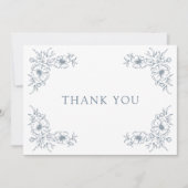 Blue Floral Wedding Bedankkaart (Voorkant)