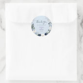 Blue Floral Wedding Bedankt Ronde Sticker (Tas)