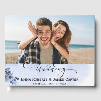 Blue Floral Wedding Classic Gastboek Gastenboek