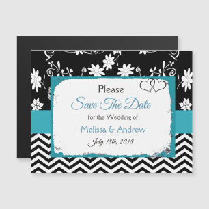 Blue Floral Wedding Enregistrer la date Magnet