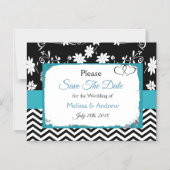 Blue Floral Wedding Enregistrer la date Magnet (Recto)