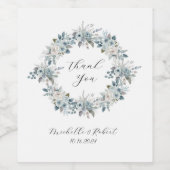 Blue Floral Wedding Favor Wijn Etiket (Enkel label)