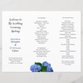 Blue Floral Wedding Folded Ceremony Programme (Voorkant)