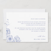  Blue Floral Wedding Foto Bedankkaart (Achterkant)