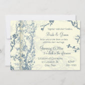 Blue Floral Wedding Invitation Card Kaart (Achterkant)