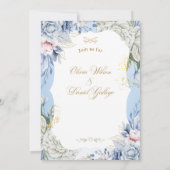 Blue Floral Wedding Invitation Elegant Romantic (Dos)