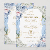 Blue Floral Wedding Invitation Elegant Romantic (Devant / Derrière)