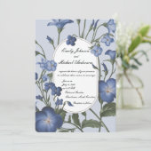 Blue Floral Wedding Invitation Kaart (Staand voorkant)