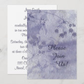 Blue Floral Wedding Invitation Kaart (Voorkant / Achterkant)