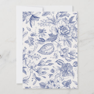 Blue Floral Wedding Invitation Kaart