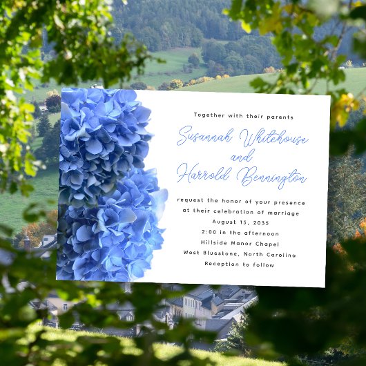 Blue Floral Wedding Invitations