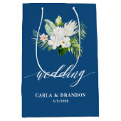 Blue Floral Wedding Medium Cadeauzakje (Voorkant)