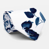 Blue Floral Wedding Necktie Stropdas (Opgerold)