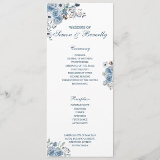 Blue Floral Wedding Programme Programma