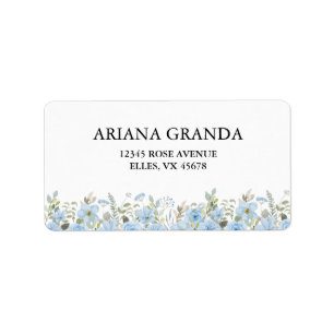 Blue Floral Wedding Retour Adres Label