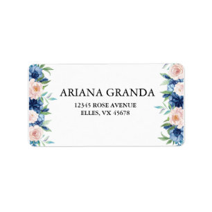 Blue Floral Wedding Retour Adres Label