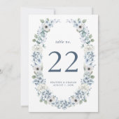 Blue Floral Wedding Table Number (Achterkant)