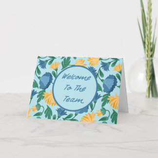 Blue Floral Welkom bij het Team Nieuwe Medewerker Kaart