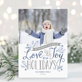 Blue Floral Whimsy 2 Foto gevouwen Feestdagen Kaart