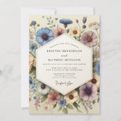 Blue Floral Whimsy Wedding Kaart (Voorkant)