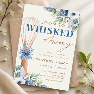 Blue Floral Whisked Away Keuken Vrijgezellenfeest Kaart