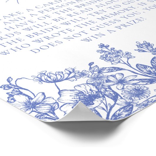 Blue Floral Wie ben ik Vrijgezellenfeest spel teke Poster (Hoek)