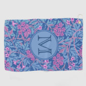 Blue Floral William Morris Custom Initiaal Dames Golfhanddoek (Horizontaal)