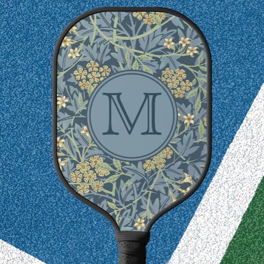 Blue Floral William Morris Custom Initiaal Dames Pickleball Paddle