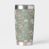 Blue Floral William Morris Elegant Monogram Geïsoleerde Drinkbeker (Achterkant)
