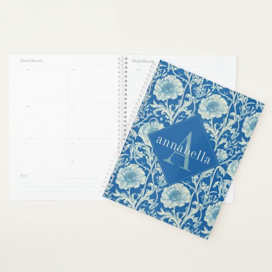 Blue Floral William Morris Elegant Monogram Planner (Display)