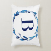 Blue Floral Wreath 'B' Decoratief Kussen (Voorkant(Verticaal))