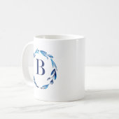 Blue Floral Wreath 'B' Koffiemok (Voorkant links)