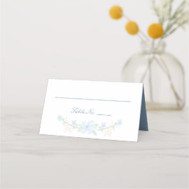 Blue Floral Wreath Place Card