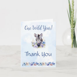 Blue Floral Zebra Verjaardag Bedankt Card
