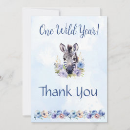 Blue Floral Zebra Verjaardag Bedankt Card Kaart