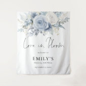 Blue Florals Fabric Welcome Bridal Shower Backdrop Wandkleed (Voorkant)