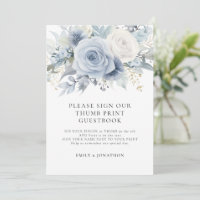 Blue Florals Thumbprint Gastenboek naamkaartje