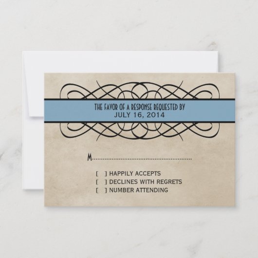 Blue Flourish Border Response Kaart (Voorkant)