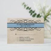 Blue Flourish Border Response Kaart (Staand voorkant)