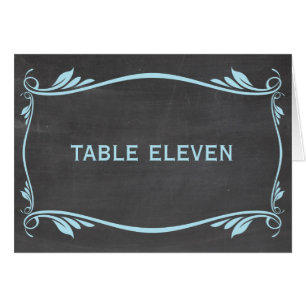 Blue Flourish Chalkboard Table Number Kaart