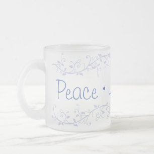 Blue Flourish Peace Joy Love Kerstmis Matglas Koffiemok