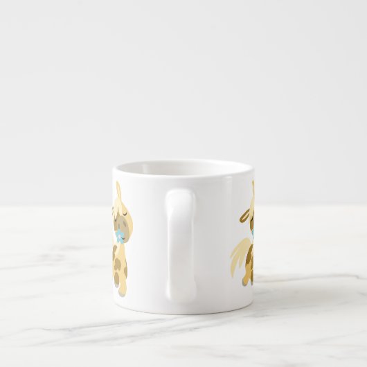 Blue Flower and Cute Cartoon Pony Espresso Mok (Achterkant)