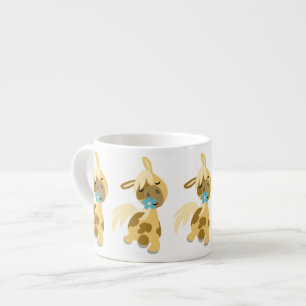 Blue Flower and Cute Cartoon Pony Espresso Mok
