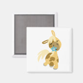 Blue Flower and Cute Cartoon Pony Magnet Magneet (Voorkant / Achterkant)
