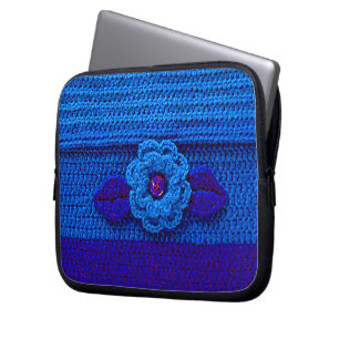 Blue Flower Artisan Haakprint Elektronica Tas