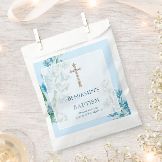 Blue Flower Baptism Favor Bag Bedankzakje (Geknipt)